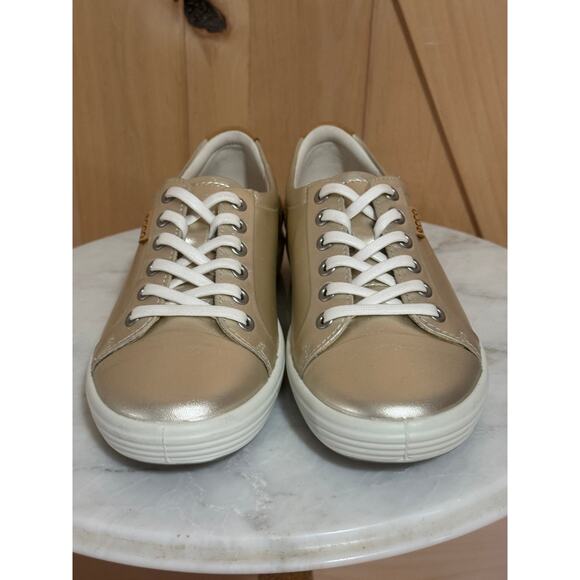 Ecco | NWOT Soft 7 Gold Leather Lace Up Comfort Sneakers | Size EU 37 - Picture 3 of 12